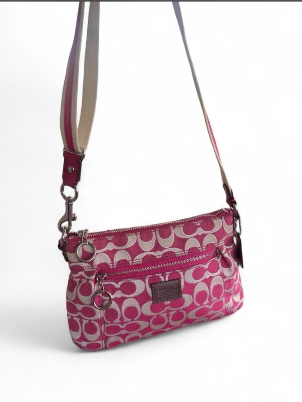 Coach Poppy Pink Signature Jacquard Crossbody/Shoulder Bag